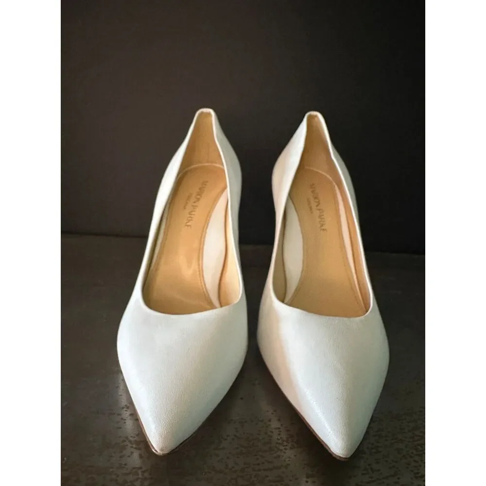 Marion Parke Pointed Toe Stiletto Pump 6.5 Heels Classic Bridal Wedding White